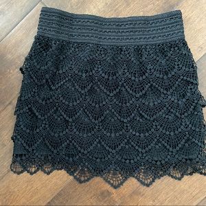 Jolt Black Lace Elastic Waist Skirt